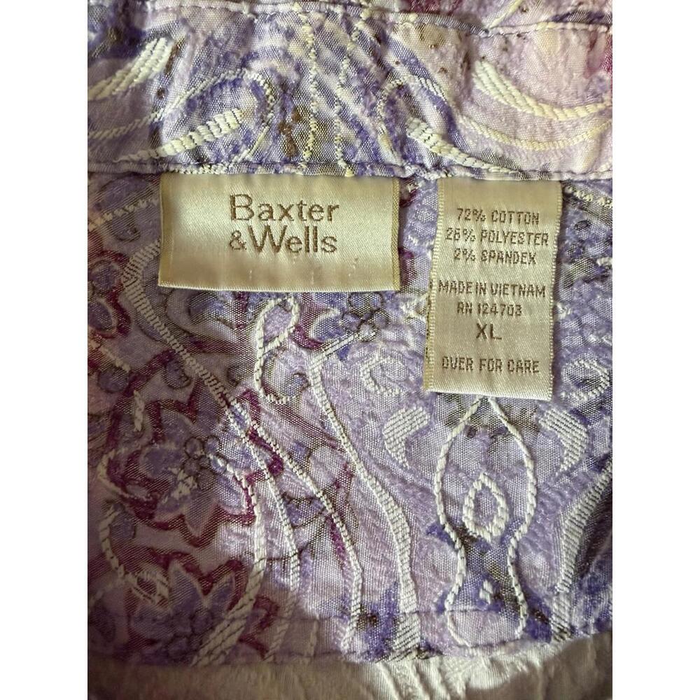 Baxter & Wells Button Front Jacket Womens XL Lavender Purple Embroidered Light - Picture 6 of 9